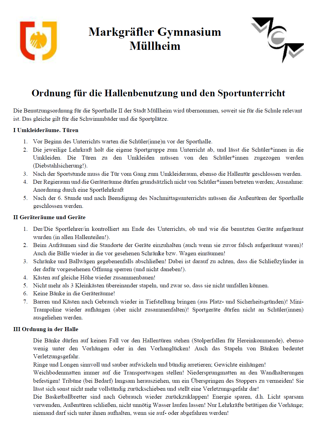 Sporthallenordnung